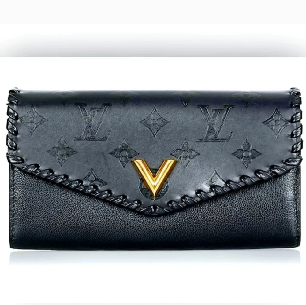 Louis Vuitton Cuir Plume Very Black Long Wallet